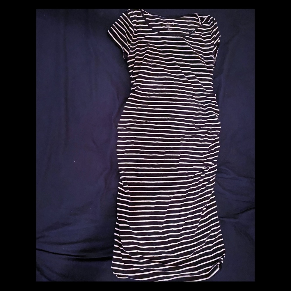 Navy blue and white stripe Maternity dress